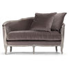 Rue du Bac French Country Chocolate Velvet Feather Settee Loveseat