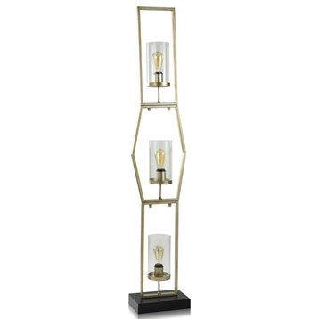Laslo 3 Light Floor Lamp, Two-Toned Steel/Clear