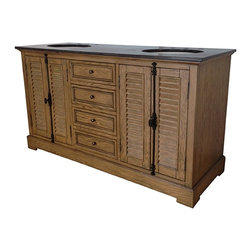 60 inch Double Sink Bathroom Vanity Oak Ridge Finish - Bathroom Vanities And Sink Consoles