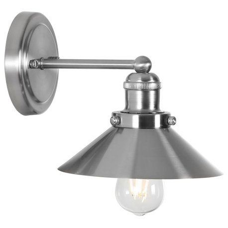 June Metal Shade Sconce, Nickel, 1-Light
