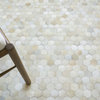 Mosaic Leather Cowhide Ivory Area Rug