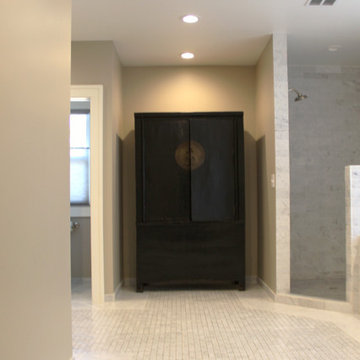 BASKET WEAVE TILE WITH FREE STANDING FURNITURE FOR STORAGE