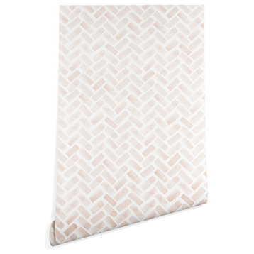 Deny Designs Little Arrow Design Co Herringbone Blush Wallpaper, Pink, 2'x10'