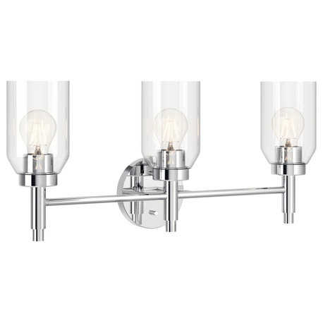 Madden Wall Sconce, Clear Glass, Chrome, 3 Light