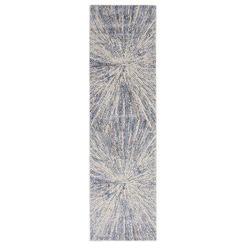 Nourison Sleek Textures 2'2" x 7'6" Blue/Grey Modern Indoor Area Rug