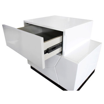 Modern White and Black Right Facing Nightstand