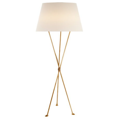 Lebon Floor Lamp in Gild with Linen Shade