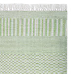 Company C - Somner 2'6x8 Spring Green - Weather or not...hand-woven in soft multi-dimensional stripes, this rug works flawlessly in spaces indoors or out. The 100% polyester yarns are made from recycled plastic bottles and rendered in beautiful heathered shades. Durability and weather-resistance make Somner an excellent choice for high traffic areas. Easily spot cleaned (it can even be hosed down!) All sizes are finished with 1" fringe. Colors: Spring Green, Aqua, Blue and Charcoal. Made in India.
