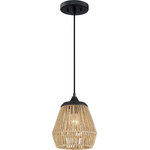 Quoizel - Quoizel Romain One Light Mini Pendant RMI1509EK - One Light Mini Pendant from Romain collection in Earth Black finish. Number of Bulbs 1. Max Wattage 75.00 . No bulbs included. The Collection`s combination of natural materials and modern styling exudes bohemian charm. The rattan shades soften the light and offer a striking contrast to the deep earth black finish, making for a truly eclectic look. Choose from a variety of configurations and adjust the cable to your desired height. No UL Availability at this time.