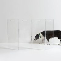 Freestanding Clear View Lucite Acrylic Zig Zag Pet Dog Gate, 4-Panel