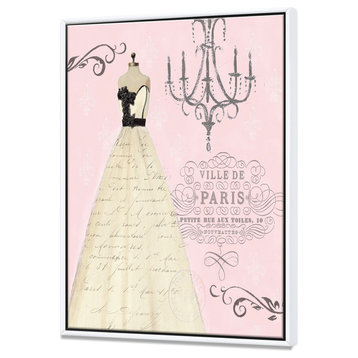 Designart French Chandeliers Couture Ii Fashion Print Canvas Art, White, 30x40