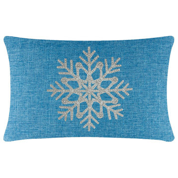 Sparkles Home Rhinestone Snowflake Pillow - 14x20" - Aqua