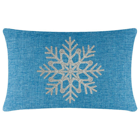 Sparkles Home Rhinestone Snowflake Pillow - 14x20" - Aqua