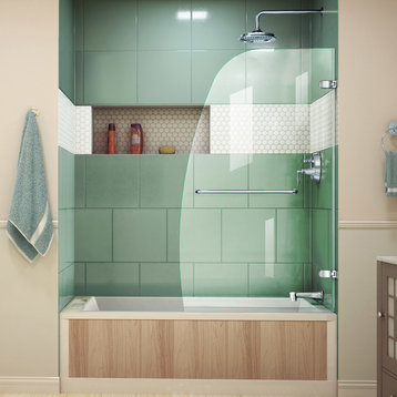 DreamLine Aqua Uno 34 in. W x 58 in. H Frameless Hinged Tub Door in Chrome