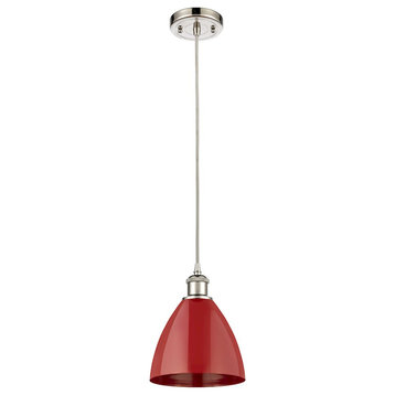 Innovations Ballston Ply Dome 7.5" Mini Pendant, Polished Nickel/Red