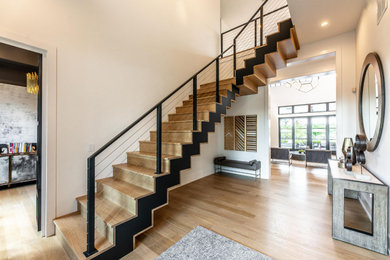 Inspiration for a modern staircase remodel in Columbus