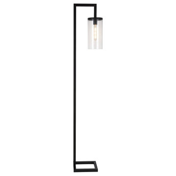 Malva 67.75 Tall Floor Lamp with Glass Shade in Blackened Bronze/Seeded