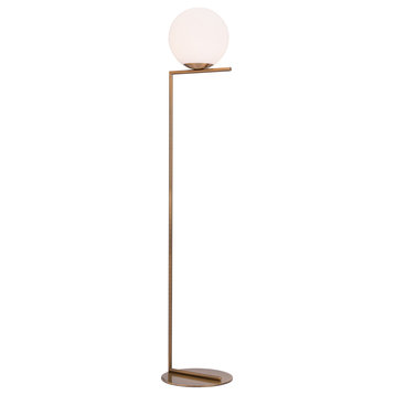 Zuo Belair Metal Round Globe Floor Lamp in Brass