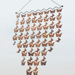 copper Cascading butterflies Wind-Art - Garden Statues And Yard Art