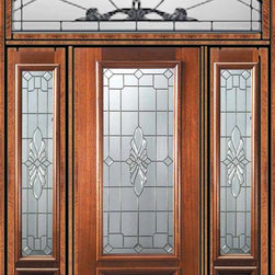 Prehung Side lights-Transom Door 80 Mahogany Versailles 3/4 Lite - Front Doors