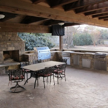 Charcoal Grill Kitchen with Fireplace