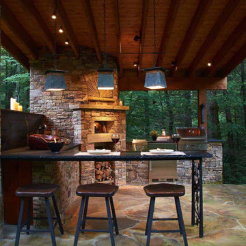 Rustic Pavilion Outdoor Kitchen & Brick Pizza Oven