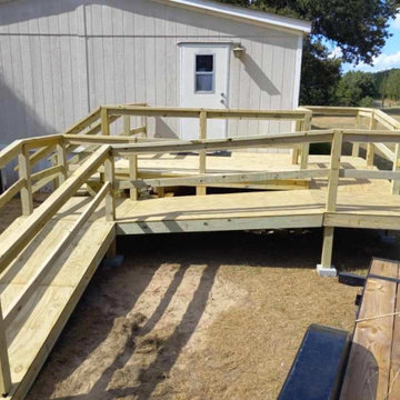 8 x 10 deck with 32 foot wheelchair ramp, with 3 landings.