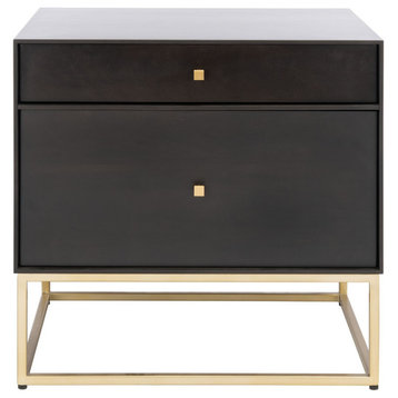 Safavieh Couture Adelyn 2 Drawer Nightstand, Charcoal/Gold