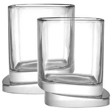 Aqua Vitae Square Off Base Whiskey Glasses 9.6 oz, Set of 2