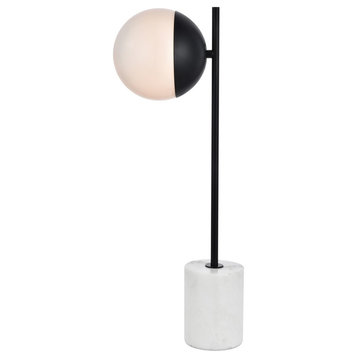 Eclipse 1-Light Table Lamp, Black and Frosted White