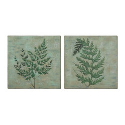 www.essentialsinside.com:  fronds hand painted wall art, set of 2 - Artwork