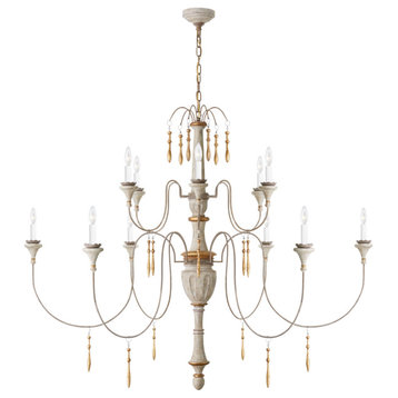 Fortuna Large Chandelier in Vintage White and Gild