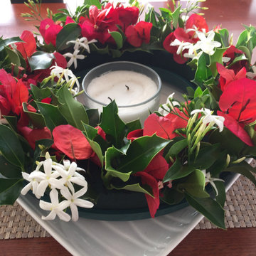 Christmas decorating festive flowers and floral designs