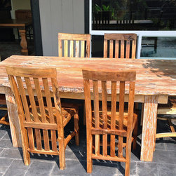 Rustic Reclaimed Teak Dining Table & Chairs - Outdoor Dining Sets