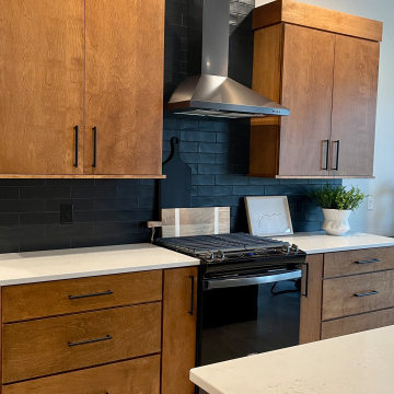 Birch and Black Mid Century Inspired Minimalist Kitchen Design