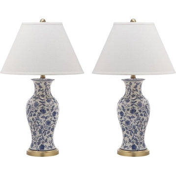 Beijing Floral Urn Table Lamp (Set of 2) - Blue, White
