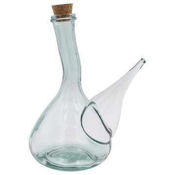 Large Reclaimed Traditional Glass Wine Pitcher With Cork, Clear
