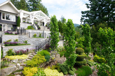 This is an example of a mediterranean hillside landscaping in Vancouver.