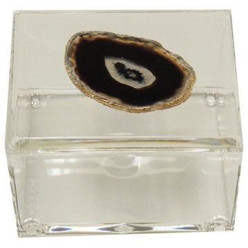 Agate Acrylic Decorative Box, Black and Brown