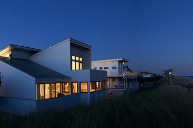 Example of a beach style exterior home design in New York
