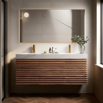Fluted Floating Bathroom Vanity