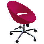 Soho Concept - Crescent Office Chair, Aluminum Base, Pink Wool - Crescent office is a contemporary chair with a comfortable upholstered seat and backrest on a height-adjustable gas piston base which swivels and tilts. The chair has a chromed steel five star base with plastic casters. The seat has a steel structure with 'S' shape springs for extra flexibility and strength. This steel frame molded by injecting polyurethane foam. Crescent seat is upholstered with a removable zipper enclosed leather, PPM, leatherette or wool fabric slip cover. Crescent Office may be upholstered with variety of other colors as a special order with a minimum quantity required. The chair is suitable for both residential and commercial use. Crescent Office is designed by Tayfur Ozkaynak.