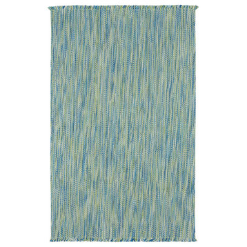 Coastal Flat Woven Area Rug, Blue, Vertical Stripe Rectangle, 36"x24"