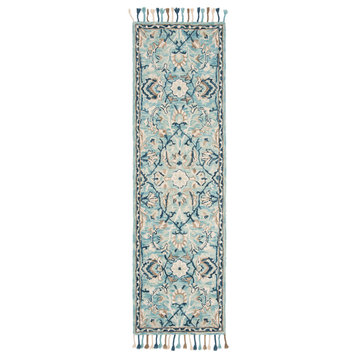 Safavieh Blossom Collection BLM457 Rug, Blue/Ivory, 2'3"x8'