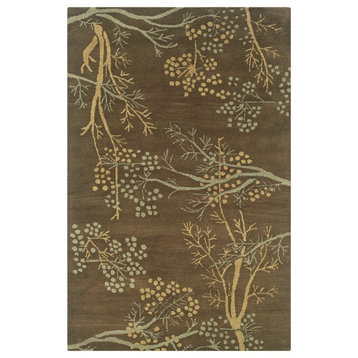 Rizzy Home Craft CF0812 Brown Floral Area Rug, Rectangular 3'x5'
