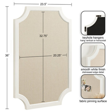 Hogan Framed Fabric Pinboard, White, 24x36