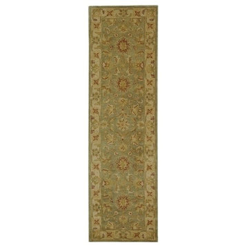 Safavieh Antiquity Collection AT313 Rug, Green/Gold, 2'3"x16'