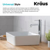 Elavo Square Ceramic Vessel Sink, Bathroom Ramus Faucet, PU Drain, Chrome