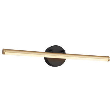Fianco ADA LED Linear Wall/Bath, Matte Black With Brass Accents Finish