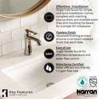 Karran 1-Hole 1-Handle Bathroom Faucet With Pop-Up Drain, Chrome